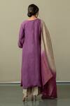 Shop_World of Sugandh_Purple Silk Embroidery V-neck Ambrosia Border Kurta Set _at_Aza_Fashions