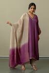 Buy_World of Sugandh_Purple Silk Embroidery V-neck Ambrosia Border Kurta Set _Online_at_Aza_Fashions
