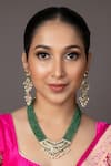 Buy_Queens Jewels_Green Stones, Beads Tanmaniya Embellished Necklace Set _at_Aza_Fashions