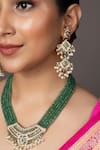Shop_Queens Jewels_Green Stones, Beads Tanmaniya Embellished Necklace Set _at_Aza_Fashions