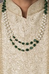 Buy_Queens Jewels_Green Pearl Embellished Mala _at_Aza_Fashions