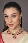 Buy_Queens Jewels_Red Stones Kundan And Embellished Choker Set _at_Aza_Fashions