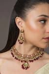 Shop_Queens Jewels_Red Stones Kundan And Embellished Choker Set _at_Aza_Fashions