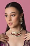 Buy Queens Jewels Red Beads, Diamonds Saira Floral Carved Choker Set at Aza Fashions Buy_Queens Jewels_Red Beads, Diamonds Saira Floral Carved Choker Set _at_Aza_Fashions