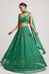 Buy_Muditaa By Urmila_Green Organza Hand Embroidery Stone Sweetheart Markata Lehenga Set _Online_at_Aza_Fashions