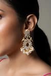 Shop_Queens Jewels_White Shell Pearl Embellished Earrings _at_Aza_Fashions