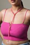 Shop_Queens Jewels_Pink Rose Tie Knot Necklace _at_Aza_Fashions