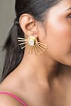 Shop_Queens Jewels_Gold Plated Shell Pearl Embellished Earrings _at_Aza_Fashions