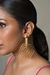 Buy_Queens Jewels_Gold Plated Honeycomb Shaped Danglers _at_Aza_Fashions