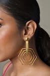 Shop_Queens Jewels_Gold Plated Honeycomb Shaped Danglers _at_Aza_Fashions