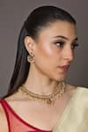 Shop_Queens Jewels_Gold Plated Stones Temple Carved Choker Set _at_Aza_Fashions