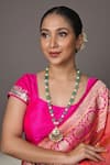 Buy_Queens Jewels_Gold Plated Majestic Tear Drop Carved Pendant Necklace _at_Aza_Fashions