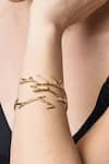 Shop Queens Jewels Gold Plated Thorn Carved Cuff at Aza Fashions Shop_Queens Jewels_Gold Plated Thorn Carved Cuff _at_Aza_Fashions