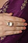 Buy Queens Jewels White Diamonds, Stones Uncut Polki Embellished Ring at Aza Fashions Buy_Queens Jewels_White Diamonds, Stones Uncut Polki Embellished Ring_at_Aza_Fashions