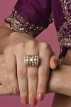 Buy_Queens Jewels_White Kundan Embellished Ring _at_Aza_Fashions