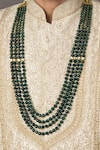 Buy_Queens Jewels_Green Bead Studded Layered Mala _at_Aza_Fashions