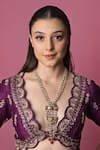 Buy_Queens Jewels_Red Exquisite Jadau Half Moon Pendant Necklace _at_Aza_Fashions