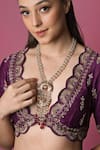 Shop_Queens Jewels_Red Exquisite Jadau Half Moon Pendant Necklace _at_Aza_Fashions