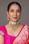 Buy_Queens Jewels_Multi Color Pearls, Stones Studded Waterfall Layered Choker Set _at_Aza_Fashions