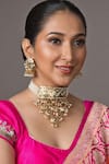 Shop_Queens Jewels_Multi Color Pearls, Stones Studded Waterfall Layered Choker Set _at_Aza_Fashions