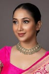 Buy_Queens Jewels_Red Opulent Floral Jadau Choker _at_Aza_Fashions