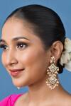 Buy_Queens Jewels_Blue Pearls, Stones Anya Jadau Diamond Pattern Earrings _at_Aza_Fashions