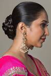 Shop_Queens Jewels_White Pearls Aanandi Studded Floral Earrings _at_Aza_Fashions