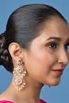 Shop_Queens Jewels_Red Pearls, Stones Inara Studded Earrings _at_Aza_Fashions