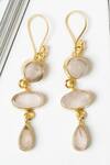 Shop_Queens Jewels_Pink Stones Rose Quartz Studded Earrings _at_Aza_Fashions