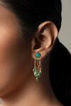 Buy_Queens Jewels_Green Stones Alizeh Raindrop Amazonite Earrings _at_Aza_Fashions