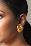 Shop_Queens Jewels_Gold Plated Heart Checkered Earrings _at_Aza_Fashions