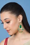 Shop_Queens Jewels_Green Stone Elegant Kundan Jhumka _at_Aza_Fashions