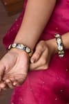 Shop_Queens Jewels_Blue Stone Meenakari Studded Bangles- Set Of 2 _at_Aza_Fashions