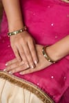 Buy_Queens Jewels_Green Stone Enchanting Studded Meenakari Bangle-single Pc _at_Aza_Fashions