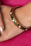 Shop_Queens Jewels_Green Stone Enchanting Studded Meenakari Bangle-single Pc _at_Aza_Fashions