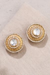 Buy_joules by radhika_Gold Plated Polki Minimal Embellished Carved Studs _at_Aza_Fashions