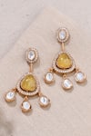 Buy_Joules by Radhika_Yellow Polki Embellished Dangler Earrings _at_Aza_Fashions