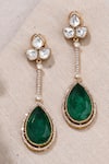 Buy_joules by radhika_Green Stone Verdant Drop Danglers _at_Aza_Fashions