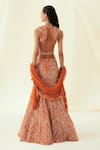 Rococo_Orange Net Embroidered Sequin Sweetheart Sara Fish Cut Lehenga Set _Online_at_Aza_Fashions