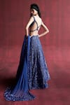 Rococo_Blue Net Embroidered Sequin V-neck Nazrin Lehenga Set _Online_at_Aza_Fashions