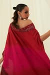 Shop_Rococo_Pink Net Embroidered Sequin One-shoulder Amani Cape With Sharara _Online_at_Aza_Fashions