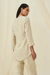 Shop_Rococo_Green Organza Embroidered Pearl V-neck Zeina Jacket With Flared Pant _at_Aza_Fashions