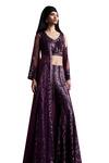 Rococo_Magenta Net Embroidered Sequin V-neck Laia Jacket With Saharara Set_at_Aza_Fashions