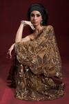 Buy_Rococo_Brown Net Embroidered Sequin One-shoulder Dina Cape With Sharara _Online_at_Aza_Fashions