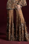 Shop_Rococo_Brown Net Embroidered Sequin One-shoulder Dina Cape With Sharara _Online_at_Aza_Fashions