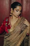 Label Earthen_Gold Hand Woven Chanderi Tissue Embroidery Sequin Vilasini Saree _at_Aza_Fashions