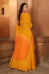 Shop_Niamh By Kriti_Yellow Silk Crepe And Organza Embroidery Floral V Neck Border Cape & Lehenga Set _at_Aza_Fashions