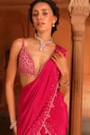 Shop_Niamh By Kriti_Pink Silk Crepe Embroidery Sequin Pre-draped Pleated Hem Saree With Blouse _Online_at_Aza_Fashions