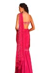 Buy_Niamh By Kriti_Pink Silk Crepe Embroidery Sequin Pre-draped Pleated Hem Saree With Blouse 