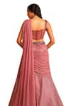 Niamh By Kriti_Wine Chiffon Embroidery Pre-draped Lehenga Saree With Beads Embellished Blouse _at_Aza_Fashions